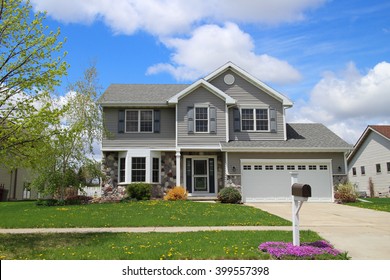Modern style suburban home - Shutterstock ID 399557398
