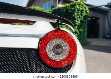 Modern Supercar Carbon Spoiler Wing At The Trunk