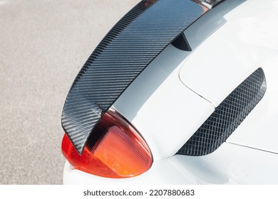 Modern Supercar Carbon Spoiler Wing At The Trunk