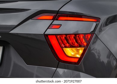 Modern SUV Turn Signal. Car Turn Signal Close Up. Close Up Of The Modern Turn Signal.