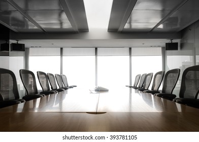Modern table boardroom with chair in morning / meeting associate concept.