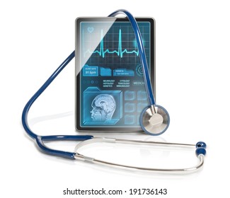 Modern tablet computer with medical interface on it's screen. - Powered by Shutterstock