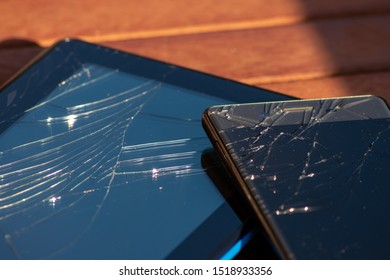 Modern Technical Devices With Touch Display Have A Broken Display After Drop Or Downfall And Have To Be Repaired, Refurbished Or Exchanged Due To A Guarantee And Glass Insurance