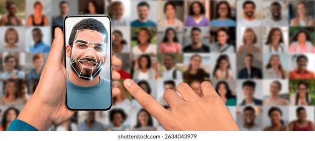 Modern technology enables face recognition with smartphones in a digital world - Powered by Shutterstock - Get 15% off with code: PIKWIZARD15