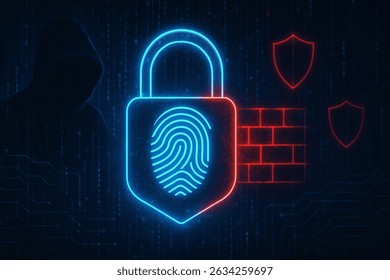 Modern technology interface with glowing digital elements representing data visualization, communication tools, or cybersecurity features. The composition includes abstract graphics like charts, icons