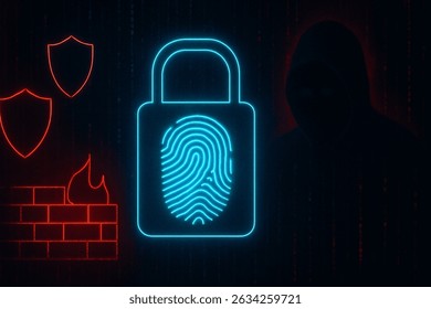 Modern technology interface with glowing digital elements representing data visualization, communication tools, or cybersecurity features. The composition includes abstract graphics like charts, icons