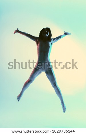 Similar – Image, Stock Photo JUMP INTO SUMMER Joy