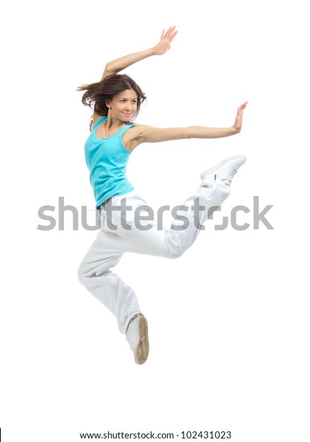 Modern Teenage Girl Dancer Jumping Dancing Stock Photo (Edit Now) 102431023