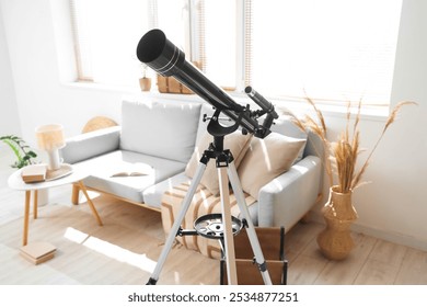 Modern telescope in living room, closeup - Powered by Shutterstock