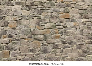 Modern Textured Grey Yellow Stonewall Made From Flagstone And Sandstone Slabs Background, Bumpy Stone Wall Texture, Rocky Structure Backdrop