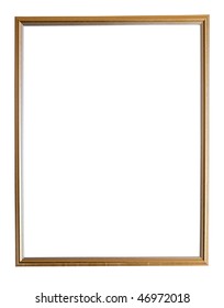 Modern Thin Gold Picture Frame, Isolated With Clipping Path