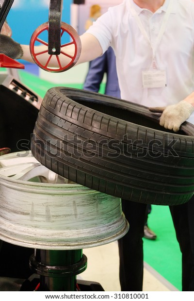 modern tire machine\
in the service station