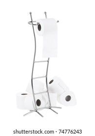 Modern Toilet Paper Stand On Pure White Background