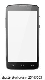 Современный смартфон с сенсорным экраном, изолированный на белом фоне с обрезкой траектории