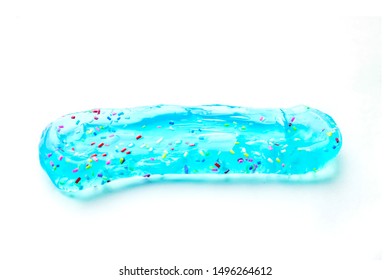 Modern toy for kids called slime. Transparent blue mucus isolated on a white background.	 - Shutterstock ID 1496264612