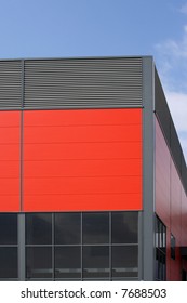 Modern trade building with bright red wall panels - Shutterstock ID 7688503