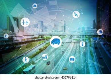 Modern Transportation And Communication Network, Intelligent Vehicle, Smart Transportation, Internet Of Things, Abstract Image Visual