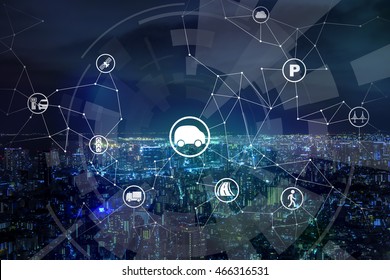 Modern Transportation And Communication Network, Intelligent Vehicle, Smart Transportation, Internet Of Things, Abstract Image Visual