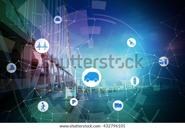 modern transportation and communication network,\
intelligent vehicle, smart transportation, internet of things,\
abstract image visual