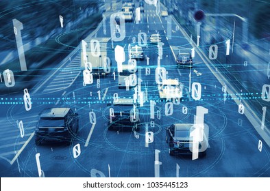 Modern Transportation And Digital Network Concept. Traffic Monitoring System.