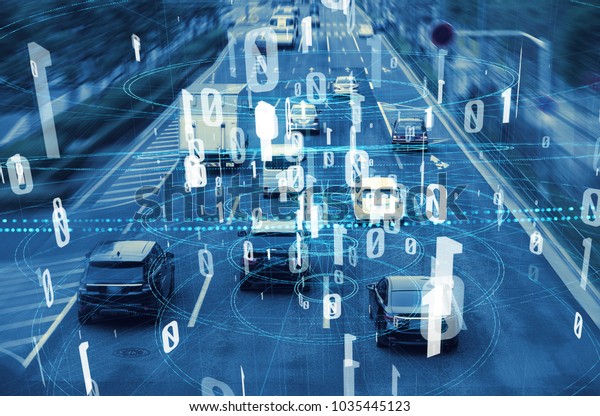 Modern transportation and digital network\
concept. Traffic monitoring\
system.