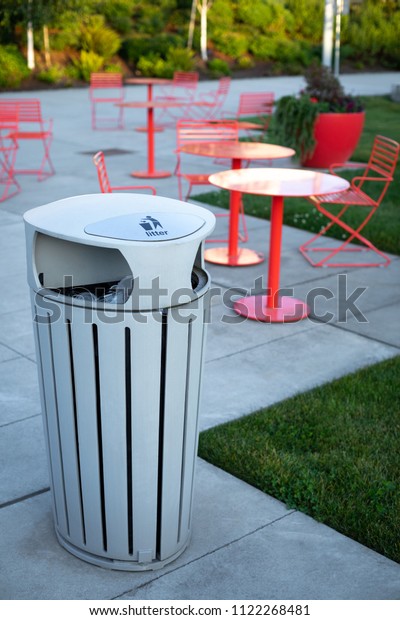 Modern Trash Can Litter Icon Outdoor Stock Photo Edit Now 1122268481