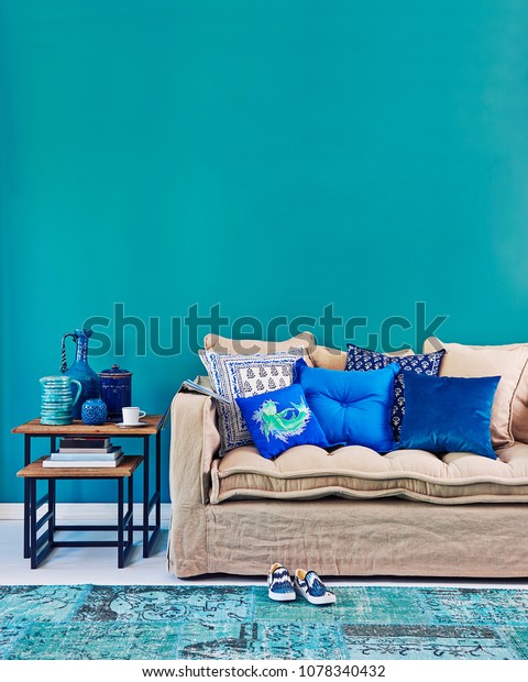 Modern Turquoise Living Room Concept Interior Stock Photo Edit