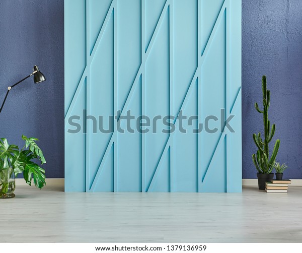 Modern Turquoise Wall Front Dark Blue Stock Photo Edit Now