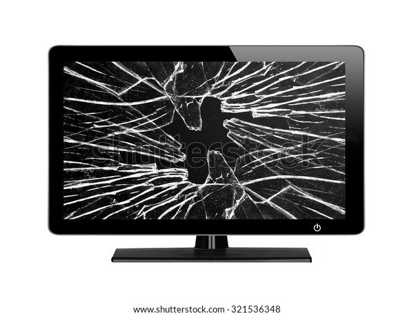 Modern Tv Broken Screen Isolated On Stock Photo 321536348 | Shutterstock