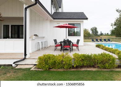 Modern Upscale Farmhouse Patio With Pool