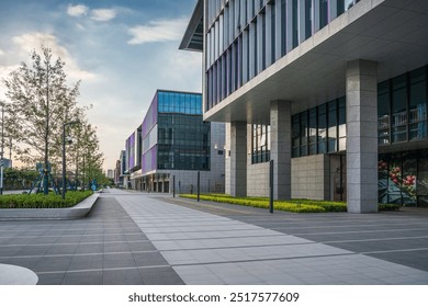 Modern Urban Architecture with Green Spaces and Inviting Pathways   - Powered by Shutterstock