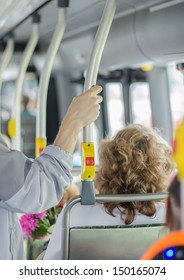 Modern Urban Bus Interior With Passengers