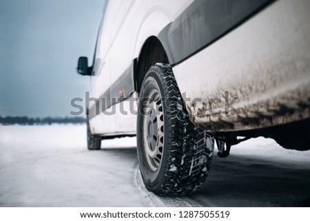 Modern van at winter