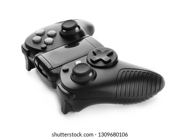 Modern video game controller isolated on white