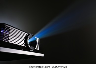 Modern Video Projector On Dark Background