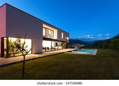 Exterior Modern White Villa Pool Garden Stock Photo 1151072345 ...