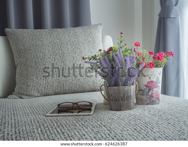 Modern Vintage Sofa Purple Lavender Flower Stock Photo Edit