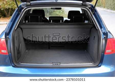 Modern wagon car open trunk. Car boot is open