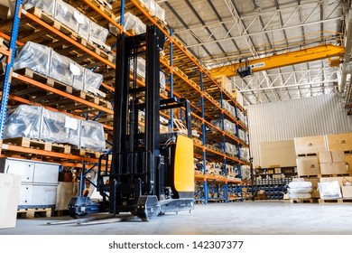 Modern Warehouse With Forklifts