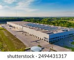 A modern warehouse for trucks, unloading and loading from a ramp in central Poland