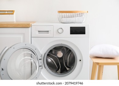 Modern Washing Machine In Kitchen