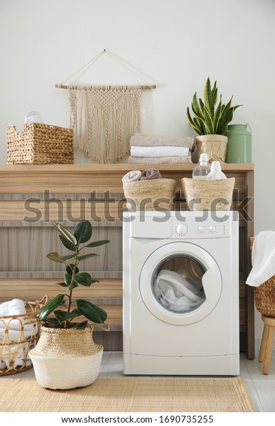 Modern Washing Machine Plants Laundry Room Stock Photo (Edit Now ...