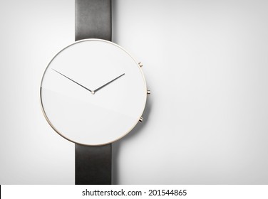 Modern Watch With Grey Leather Belt