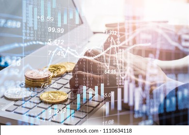 Modern way of exchange. Bitcoin is convenient payment in global economy market. Virtual digital currency and financial investment trade concept. Abstract cryptocurrency with gold bitcoin background.
