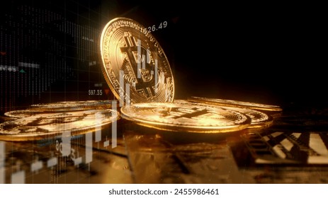 A modern way of exchange. Bitcoin is a convenient payment in the global economic market. Concept of virtual digital currency and financial investment trading.