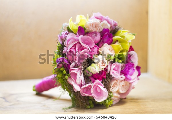 Modern Wedding Bouquet Yellow Red Colors Stock Photo Edit Now 546848428