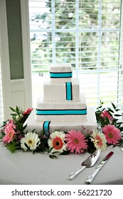 Modern Wedding Cake Blue Teal On White