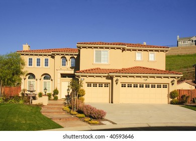 Modern western home in California in a hillside community - Shutterstock ID 40593646