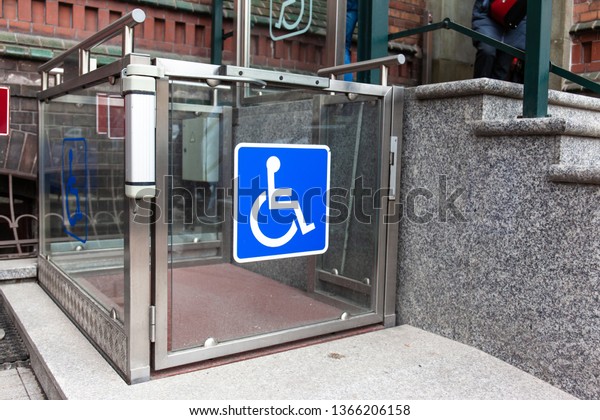 modern wheelchair lift
near the building