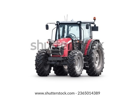 Modern wheeled tractor isolated on white background